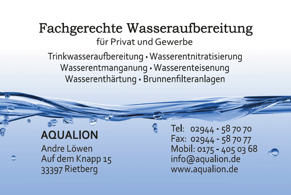 Aqualion Visitenkarte Rueckseite